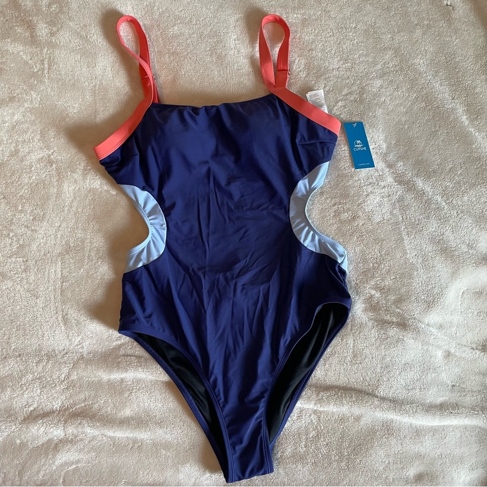 NWT One-Piece Swimsuit - Navy and Coral